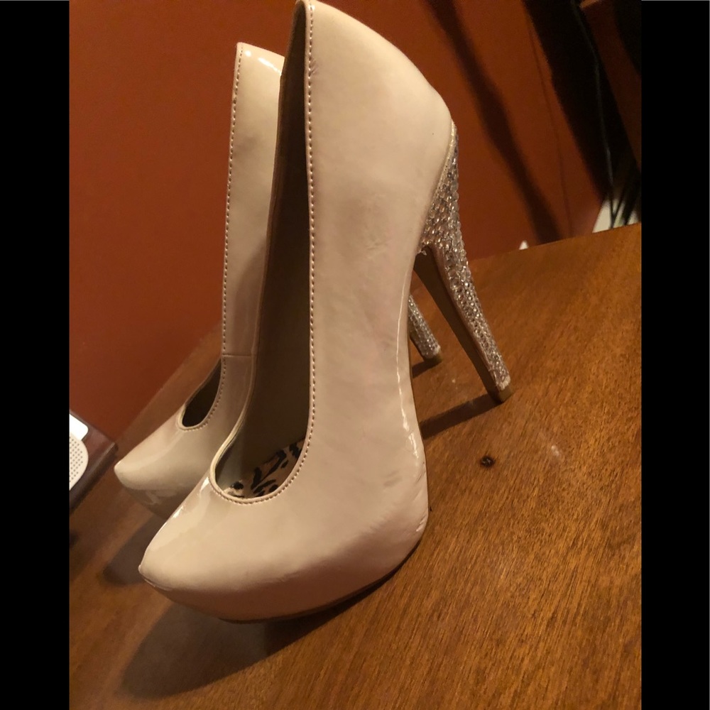 Nude rhinestone platforms